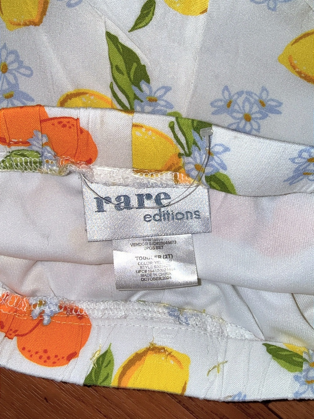 Rare Editions Toddler Girls 2 Piece Elastic Waistband Woven Short Set Lemons 2T - Picture 4 of 9